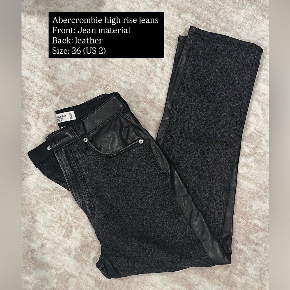 Abercrombie Black High-Rise Jeans with Faux Leather Panels